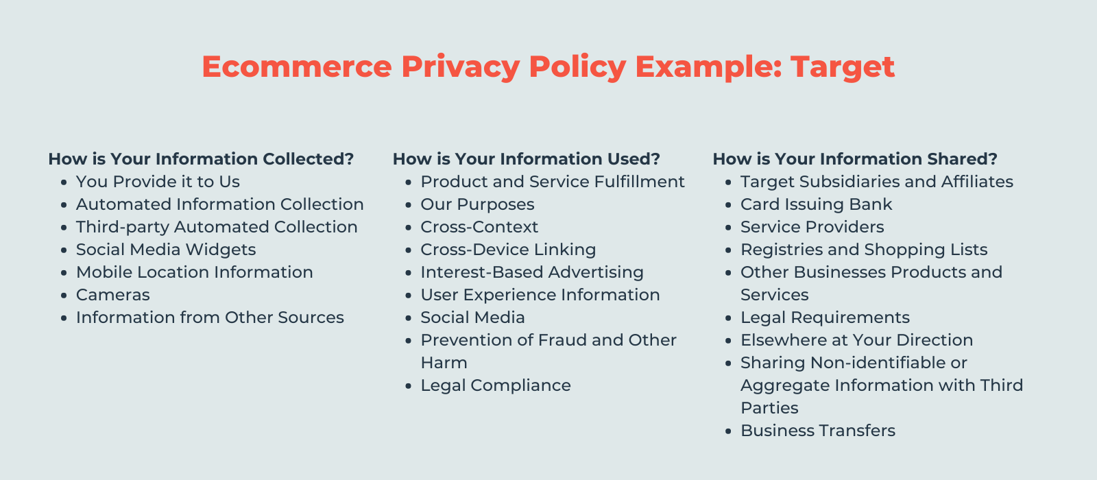 ecommerce privacy policy example: target