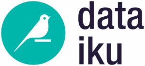 Dataiku logo featuring a white bird on a teal circle next to the word "dataiku" in bold black lowercase letters.