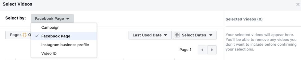Facebook Video Selection