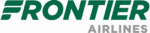 Frontier Airlines logo with "FRONTIER" in bold green letters and "AIRLINES" in smaller gray letters below.