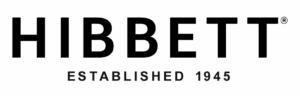 The image displays the word "HIBBETT" in bold black letters with "ESTABLISHED 1945" written below in smaller, capitalized letters.