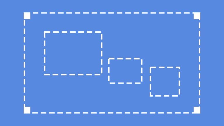 A blue background with four white dashed rectangles of varying sizes, arranged inside a larger dashed rectangle.