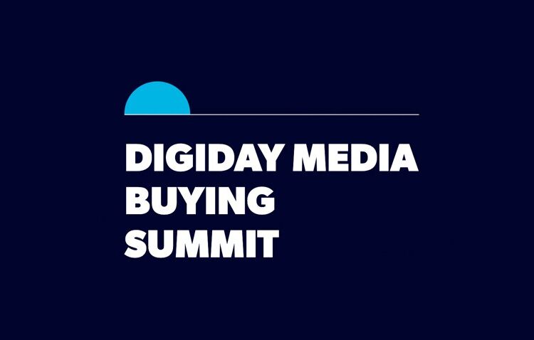 White text reading "Digiday Media Buying Summit" on a dark blue background, with a light blue semicircle and a thin horizontal line above the text.