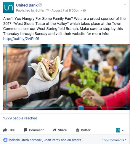 United Bank social media post.