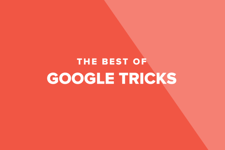 Text on a red-orange background reads: "The Best of Google Tricks" in bold white letters, with a diagonal lighter shade dividing the background.