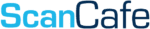 The image shows the "ScanCafe" logo, with "Scan" in light blue and "Cafe" in dark blue, in a bold, modern font on a light background.