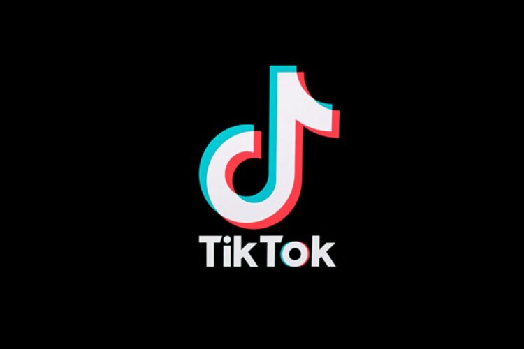 The TikTok logo with a stylized musical note in white, outlined in red and blue, above the text "TikTok" on a black background.