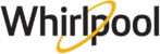 Whirlpool logo with black letters and a yellow swoosh encircling part of the word.
