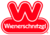 Red Wienerchnitzel logo featuring a large stylized "W" above the word "Wienerschnitzel" in white text inside a red rounded rectangle.