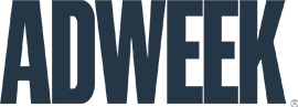 The image shows the ADWEEK logo in bold, dark blue uppercase letters on a transparent background.