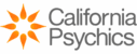 California Psychics logo featuring an orange sunburst design to the left of the words "California Psychics" in gray text on a white background.