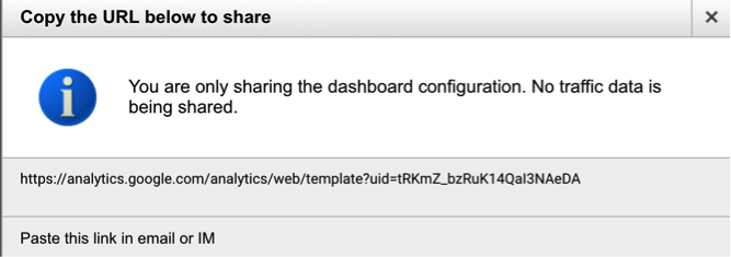 Sharing a link in Google Analytics.