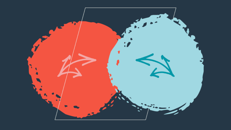 A red and blue circles with arrows.