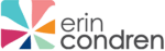 Erin Condren logo featuring a multicolored geometric flower icon on the left and the words "erin condren" in lowercase on the right.
