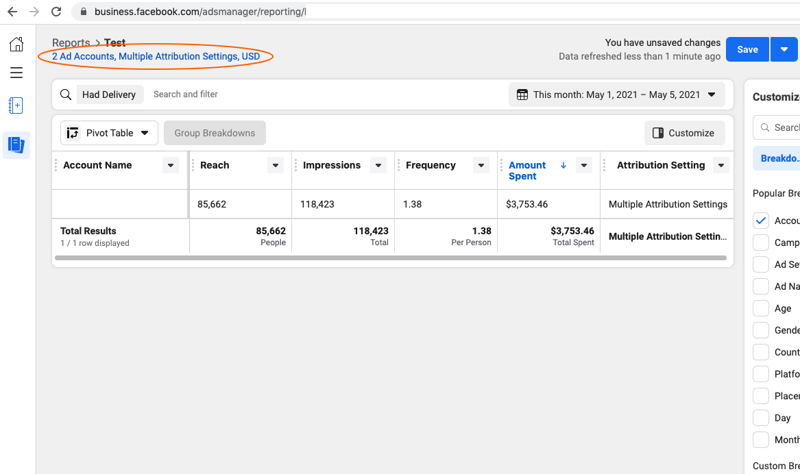 facebook business manager attribution setting feature