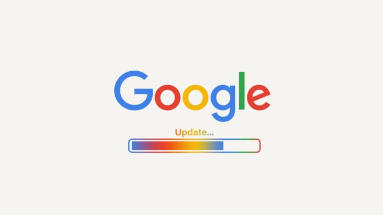 The Google logo appears above a progress bar labeled "Update..." that is partially filled with a gradient of colors.