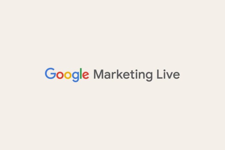 Google Marketing Live logo displayed in the center of a light beige background.