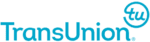 TransUnion logo in blue text with a circular "tu" symbol on the upper right.