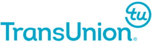 TransUnion logo in blue text with a circular "tu" symbol on the upper right.