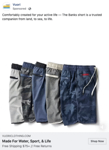 Five pairs of men’s athletic shorts in various colors and patterns are arranged side by side on a white background.