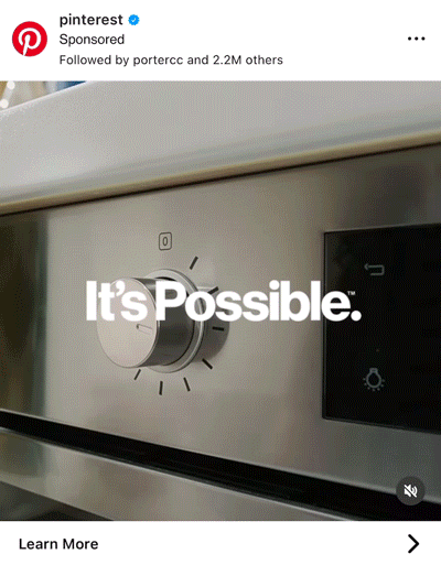 A close-up of a stainless steel oven control knob set to the "on" position, with the words "It's Possible." overlaid in white text.