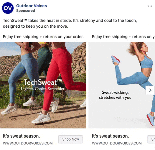 Three women wearing colorful athletic outfits jog and exercise outdoors on a sunny day, promoting sweat-wicking, stretchy activewear by Outdoor Voices.