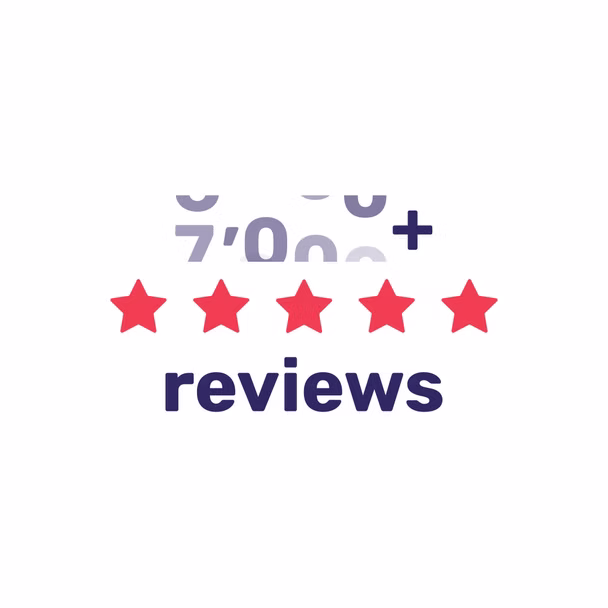 Five red stars appear above the word "reviews" in bold letters, with partially obscured numbers in the background.
