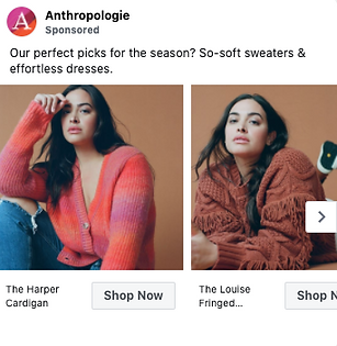 Two images show a woman modeling cozy sweaters: a pink cardigan on the left and a brown fringed sweater on the right, both with a plain background.