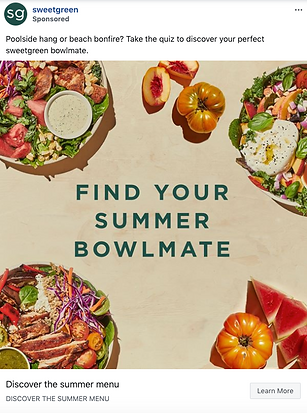 Flat-lay of three salad bowls, fresh tomatoes, and watermelon slices surrounding the text "Find Your Summer Bowlmate" on a beige background.
