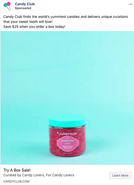 A jar of Candy Club strawberry laces candy is centered against a plain turquoise background.