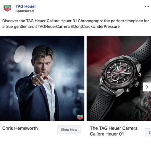 Split image: On the left, a man in a suit adjusts his tie; on the right, a close-up of a TAG Heuer Carrera Calibre Heuer 01 watch on a black strap.