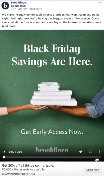 A person in a pink sweater holds a stack of white bedding against a green background with the text "Black Friday Savings Are Here. Get Early Access Now.