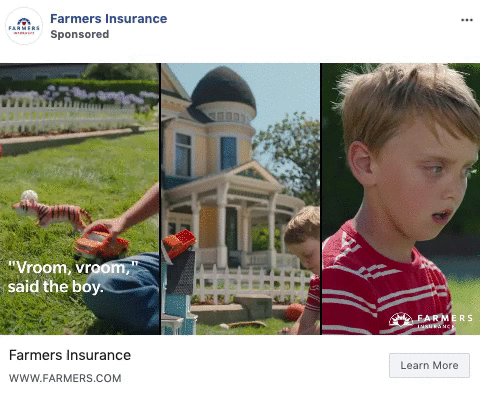 A boy in a red striped shirt plays with toy dinosaurs outside a Victorian-style house, while text reads, "'Vroom, vroom,' said the boy.