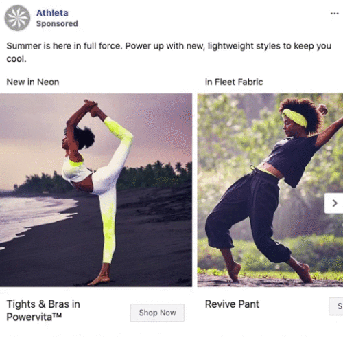 Two women exercise outdoors: one practices a yoga pose on a beach, the other stretches in a park. Both wear athletic clothing in neon and dark hues.