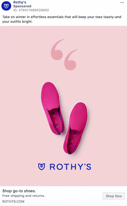 A pair of bright pink slip-on shoes displayed on a pale pink background with the Rothy's logo below.