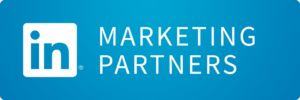 LinkedIn Marketing Partners logo with a blue gradient background, white LinkedIn icon, and white text reading "Marketing Partners.