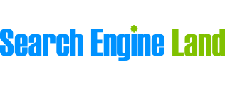 Logo for Search Engine Land with the words "Search Engine" in blue and "Land" in green on a black background.