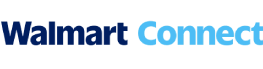 Walmart Connect logo with "Walmart" in dark blue and "Connect" in light blue on a transparent background.
