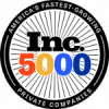 Inc. 5000 badge with black circular border and text: "America's Fastest-Growing Private Companies." Large "Inc. 5000" text in black, orange, red, and blue in the center.